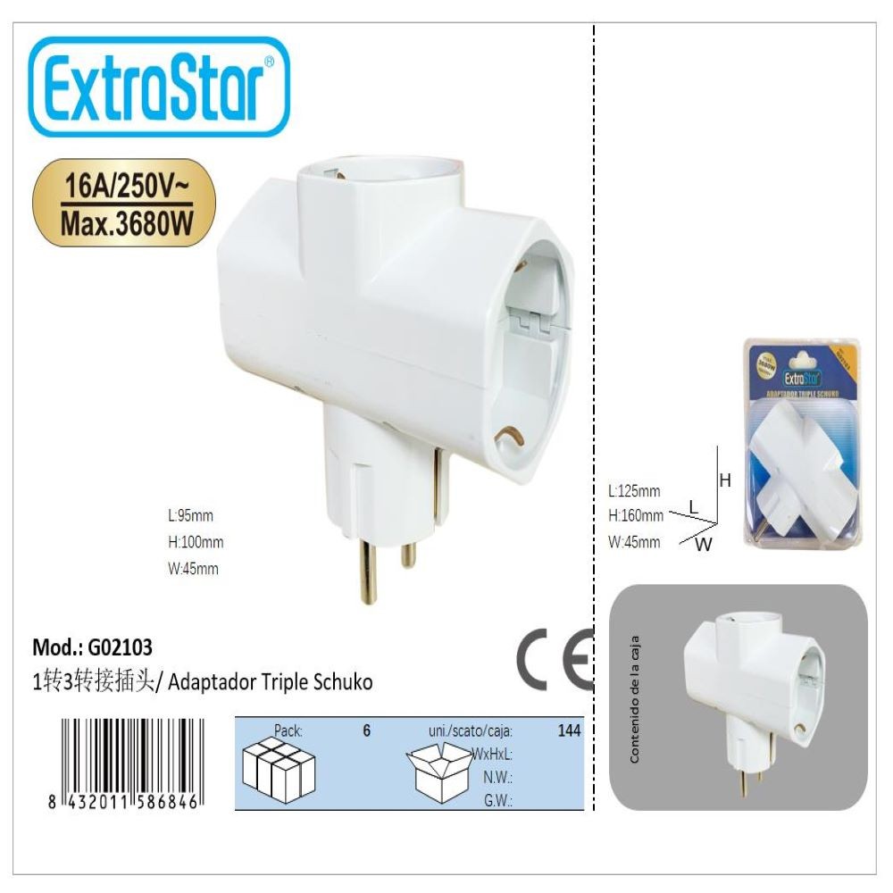 ADAPTADOR TRIPLE SCHUKO