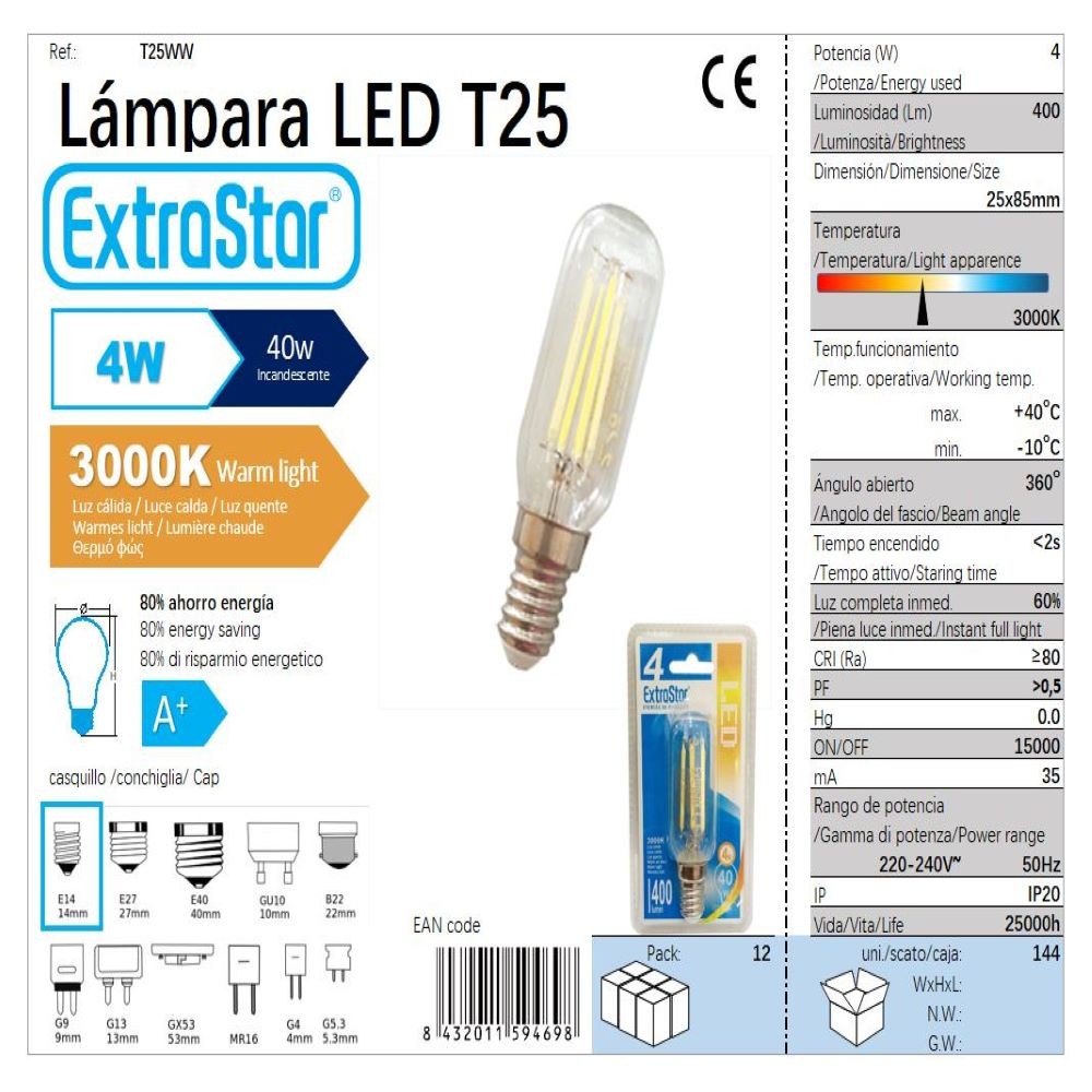 LÁMPARA LED T25 4W