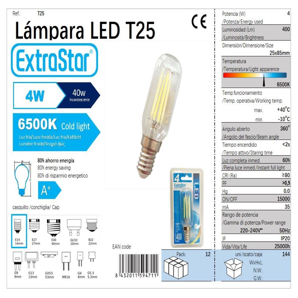 LÁMPARA LED T25 6500K