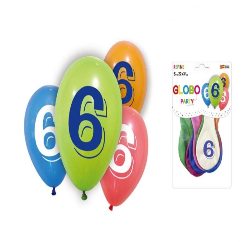 6PACK GLOBOS IMPRESOS 6