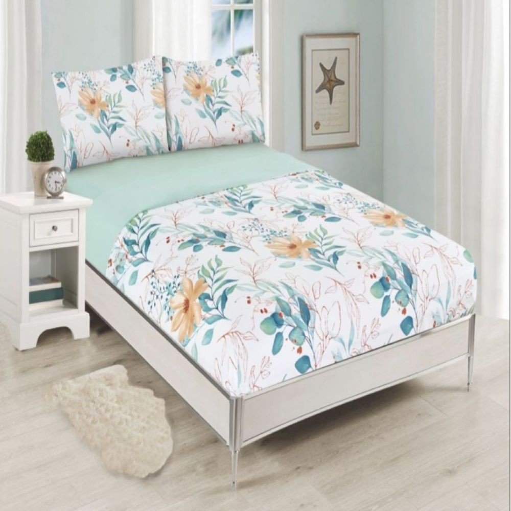 4P SHEETS- FLORAL / WHITE 150